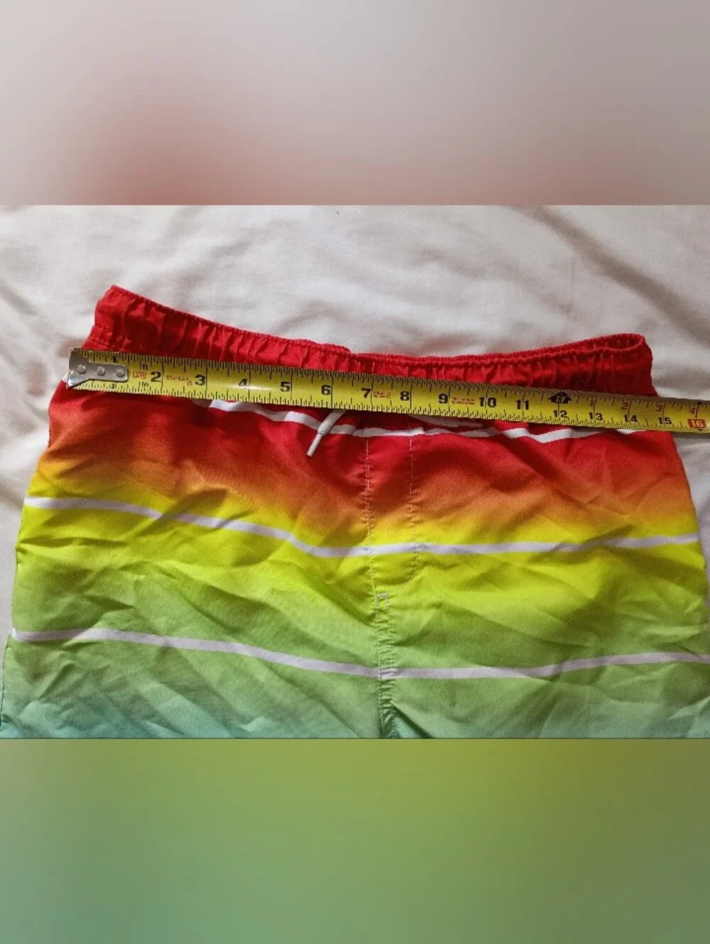 Lands' End Kids Rainbow Ombre Swim Shorts - Red, Yellow, Green, Blue Size Large